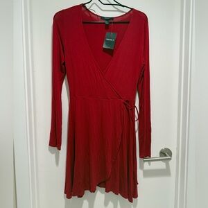 Forever 21 Long Sleeve Red Dress